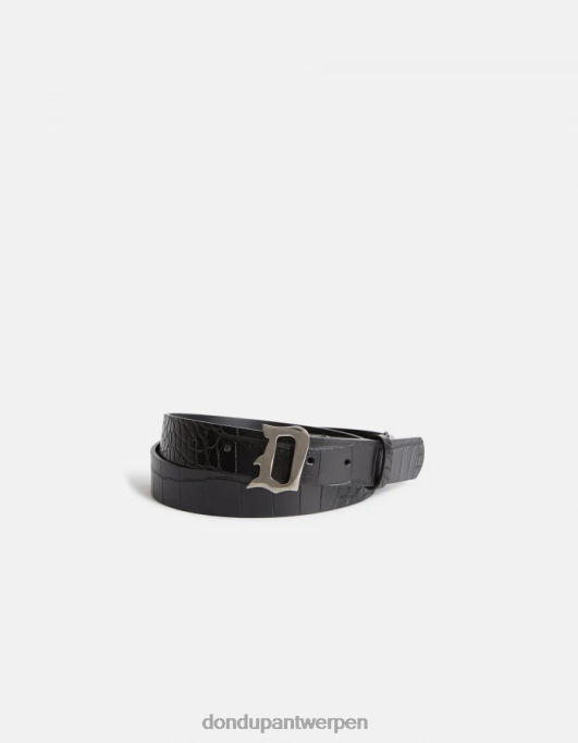 accessoires DONDUP Leren riem met krokodillenprint-effect zwart Heren 4X00H1015