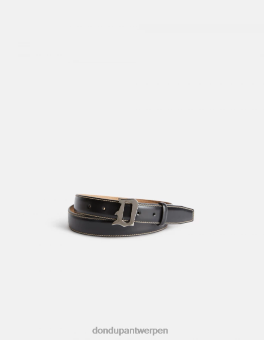 accessoires DONDUP gestikte leren riem zwart Heren 4X00H1014