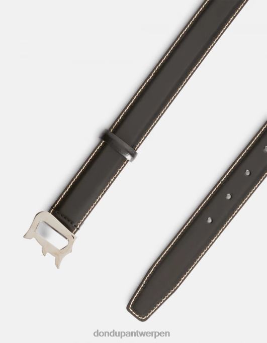 accessoires DONDUP gestikte leren riem zwart Heren 4X00H1014