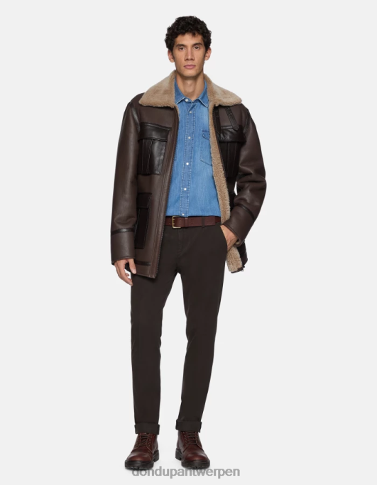 kleding DONDUP Gaubert slim-fit katoenen broek met figuurnaden castoro Heren 4X00H724