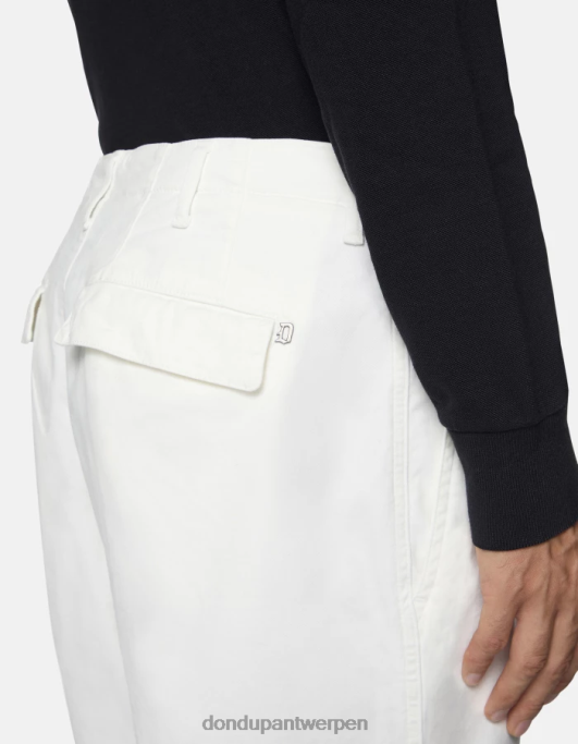 kleding DONDUP Ken katoenen cargobroek albast Heren 4X00H695