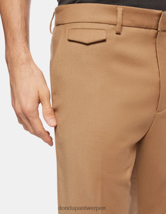 kleding DONDUP Louis losvallende flanellen broek kameel Heren 4X00H681