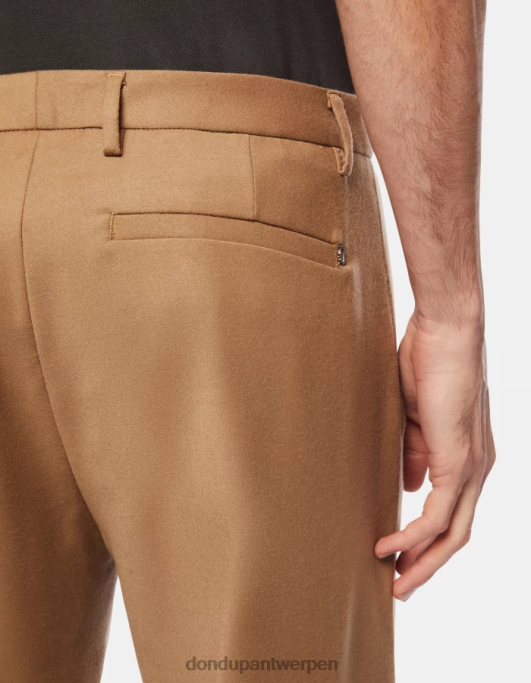 kleding DONDUP Louis losvallende flanellen broek kameel Heren 4X00H681