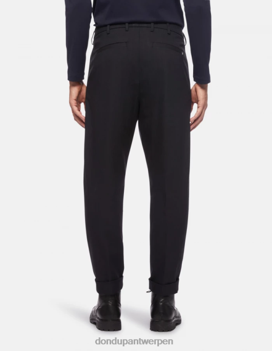 kleding DONDUP Oscar carrot-fit broek van wolmix marineblauw Heren 4X00H759