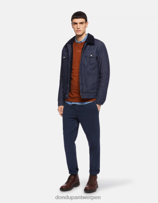 kleding DONDUP zyan katoenen broek met wortelpasvorm marineblauw Heren 4X00H752