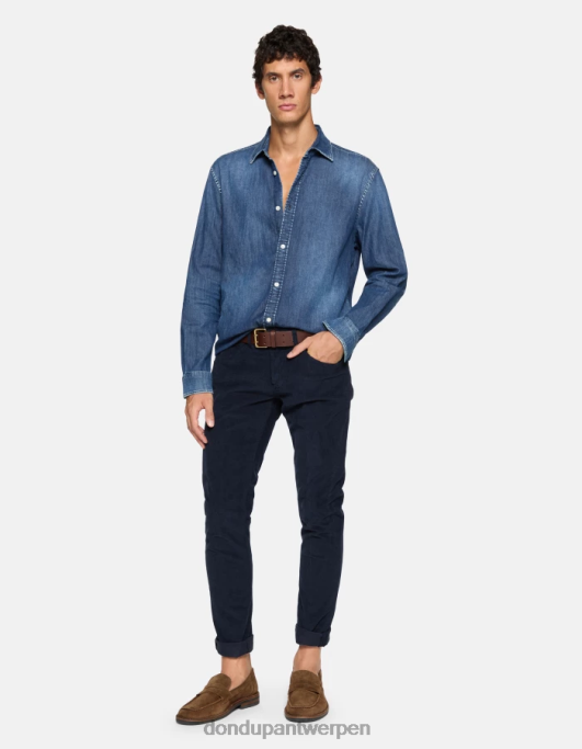 kleding DONDUP George fluwelen skinny broek marineblauw Heren 4X00H643