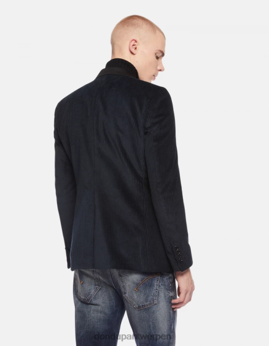 kleding DONDUP Fluwelen blazer met enkele rij knopen marineblauw Heren 4X00H924