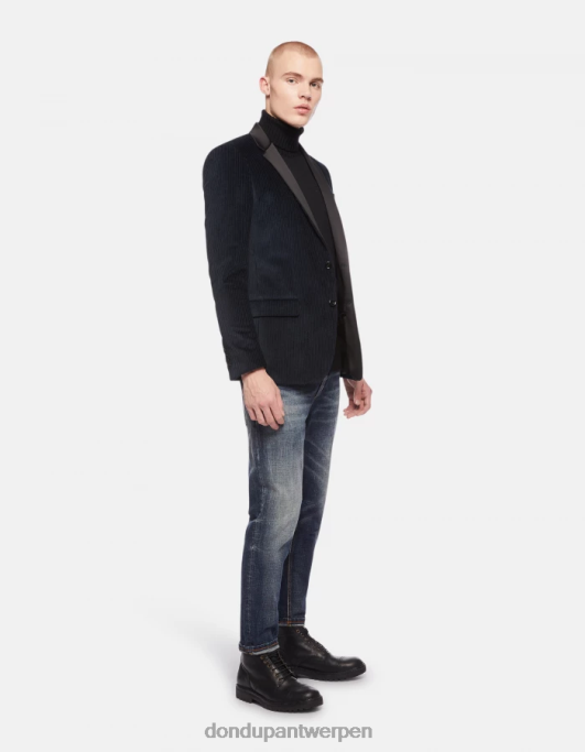 kleding DONDUP Fluwelen blazer met enkele rij knopen marineblauw Heren 4X00H924