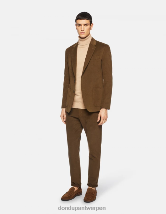 kleding DONDUP Katoenen blazer met enkele rij knopen groene militaire Heren 4X00H928