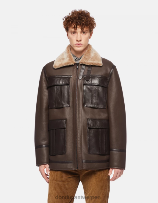 kleding DONDUP Regular-fit jas van nappaschapen cioccolato Heren 4X00H914