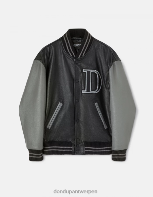 kleding DONDUP losvallend bomberjack van nappaleer zwart grijs Heren 4X00H917