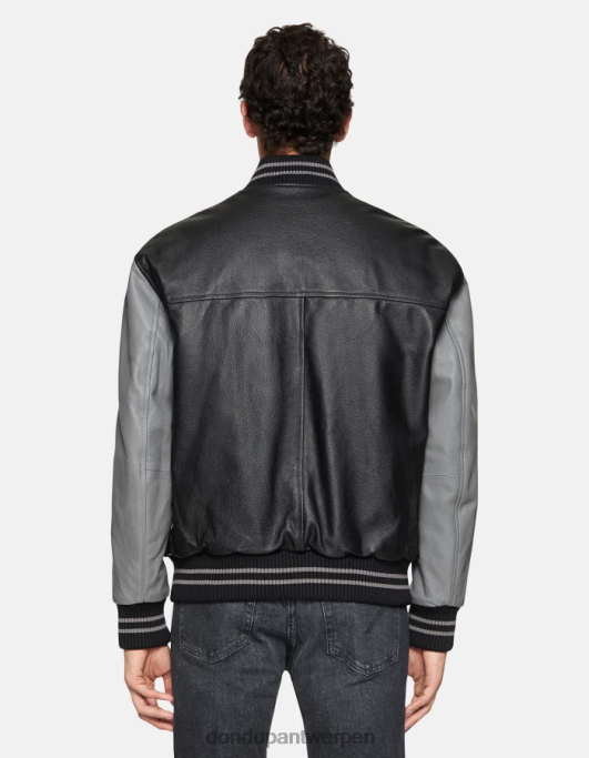 kleding DONDUP losvallend bomberjack van nappaleer zwart grijs Heren 4X00H918