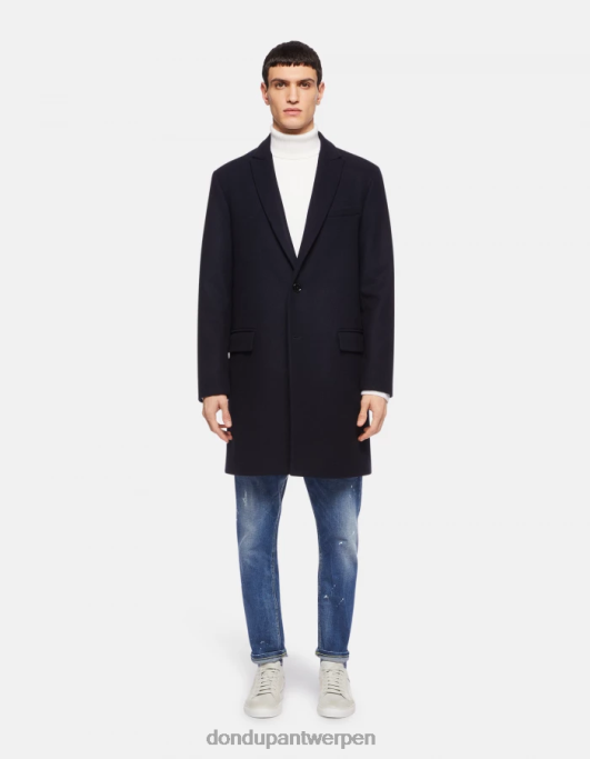 kleding DONDUP stoffen jas met enkele rij knopen marineblauw Heren 4X00H911