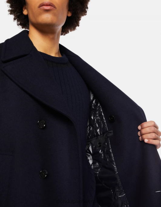 kleding DONDUP stoffen peacoat met dubbele rij knopen marineblauw Heren 4X00H910