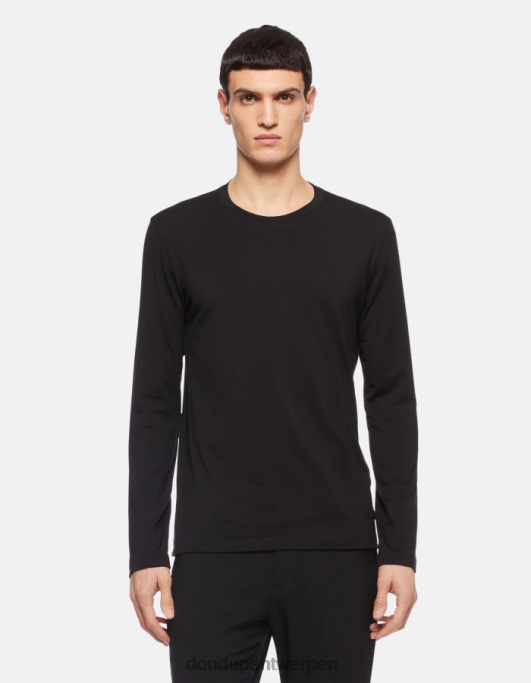 kleding DONDUP regular-fit T-shirt van wol en zijde zwart Heren 4X00H801