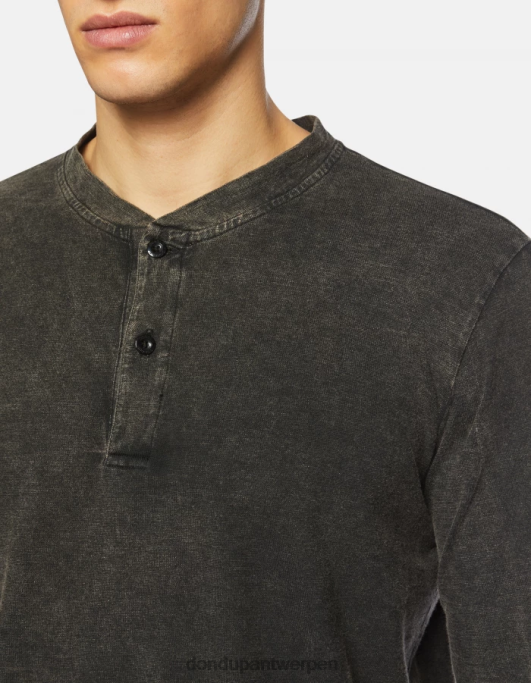kleding DONDUP regular-fit jersey henley-top zwart Heren 4X00H807