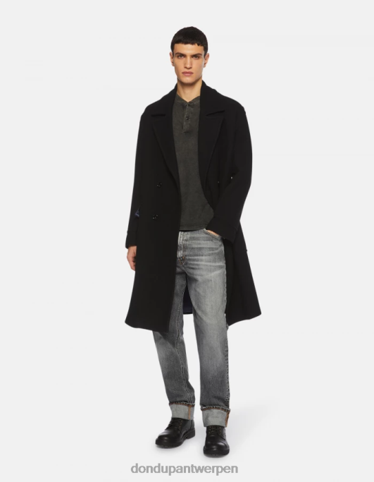 kleding DONDUP regular-fit jersey henley-top zwart Heren 4X00H807