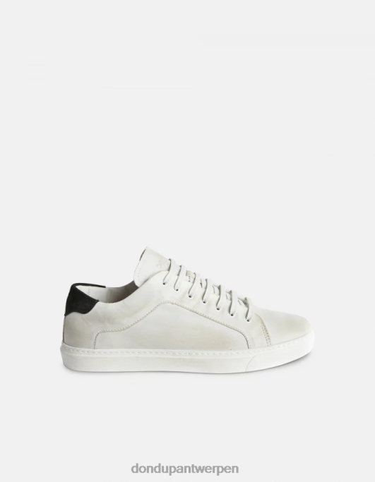 schoenen DONDUP verouderde leren sneakers wit Zwart Heren 4X00H980