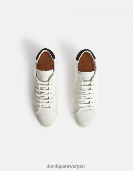schoenen DONDUP verouderde leren sneakers wit Zwart Heren 4X00H980