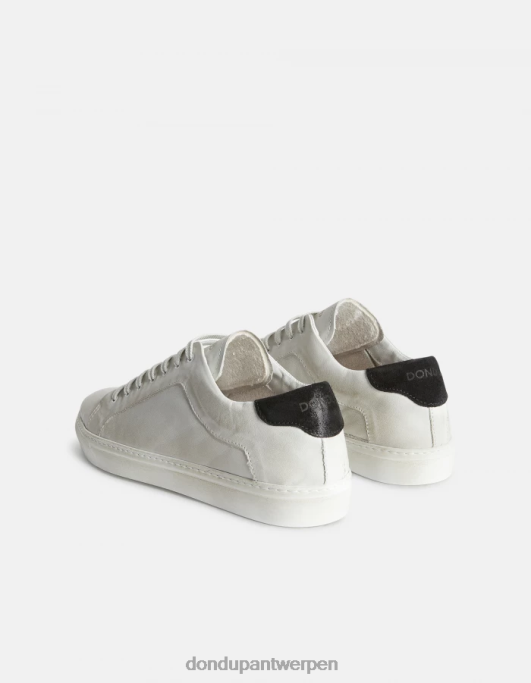 schoenen DONDUP verouderde leren sneakers wit Zwart Heren 4X00H980