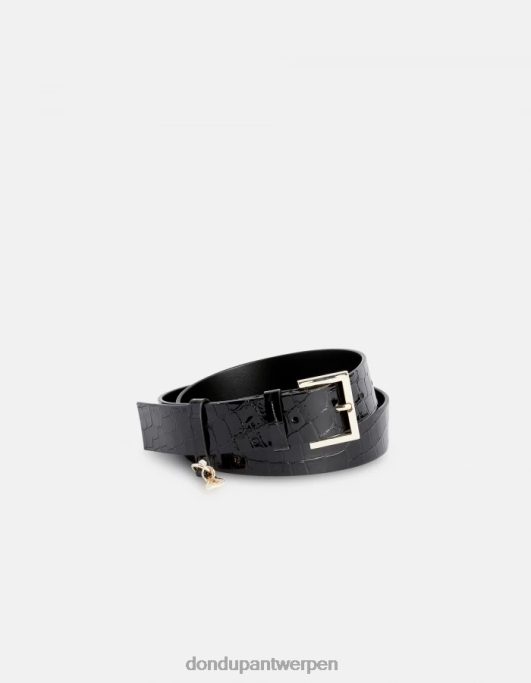 accessoires DONDUP Leren riem met krokodillenprint-effect zwart vrouwen 4X00H477