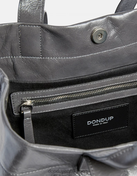 accessoires DONDUP glanzende leren shopper fumo vrouwen 4X00H497