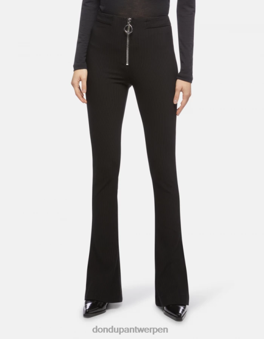 kleding DONDUP Avril bootcut jersey broek zwart vrouwen 4X00H217
