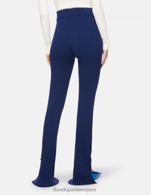 kleding DONDUP bootcut viscose broek blauw vrouwen 4X00H219