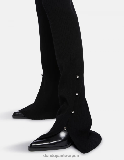 kleding DONDUP bootcut viscose broek zwart vrouwen 4X00H218