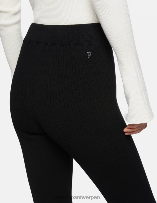 kleding DONDUP bootcut viscose broek zwart vrouwen 4X00H218