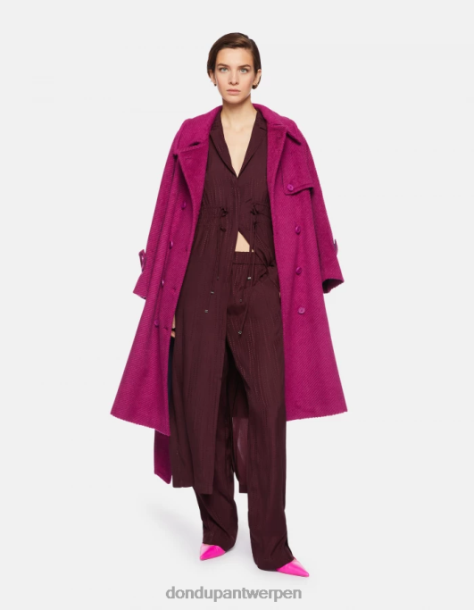 kleding DONDUP Grace broek van zijdemix in pyjamastijl prugna vrouwen 4X00H211