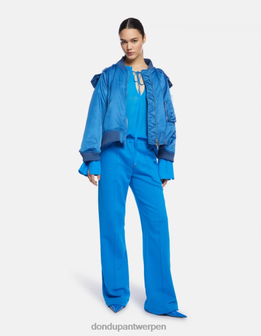 kleding DONDUP fleecebroek met wijde pijpen turkoois vrouwen 4X00H171