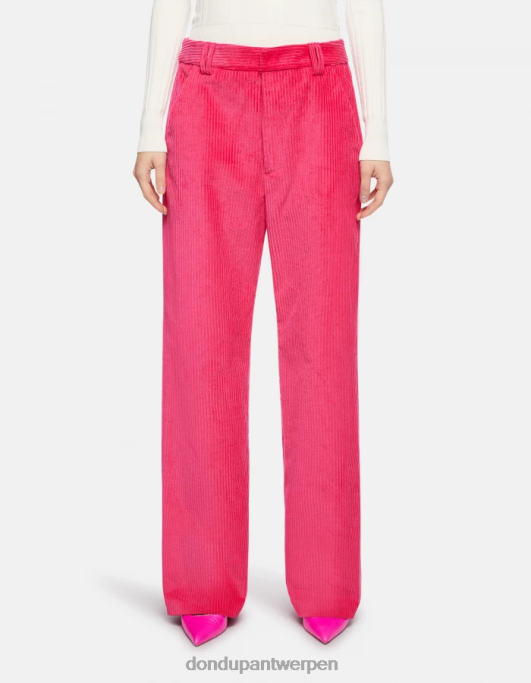 kleding DONDUP joan fluwelen broek met wijde pijpen orchidee vrouwen 4X00H131