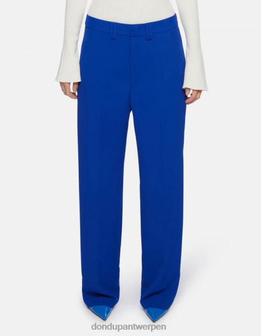 kleding DONDUP joan gabardine broek met wijde pijpen koningsblauw vrouwen 4X00H147