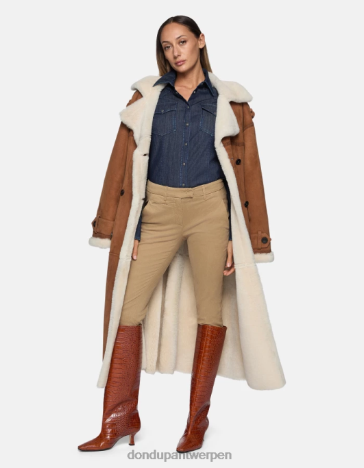 kleding DONDUP perfecte slim-fit katoenen broek zand vrouwen 4X00H178