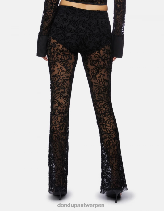 kleding DONDUP slim-fit kanten broek zwart vrouwen 4X00H239