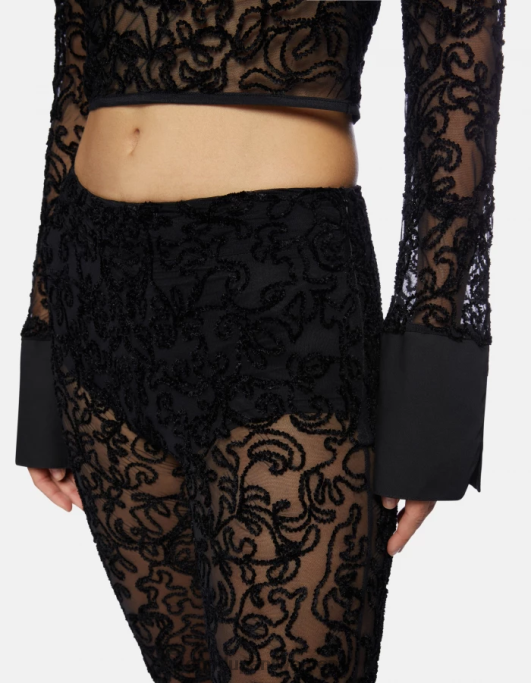 kleding DONDUP slim-fit kanten broek zwart vrouwen 4X00H239