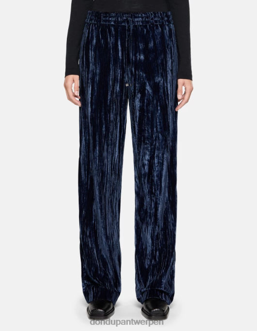 kleding DONDUP Marisol fluwelen joggingbroek marineblauw vrouwen 4X00H148