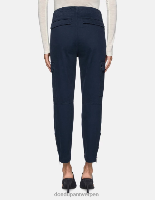 kleding DONDUP Eve katoenen cargobroek marineblauw vrouwen 4X00H164