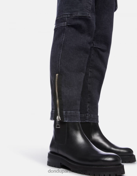 kleding DONDUP Eve stretch denim cargobroek zwart vrouwen 4X00H160