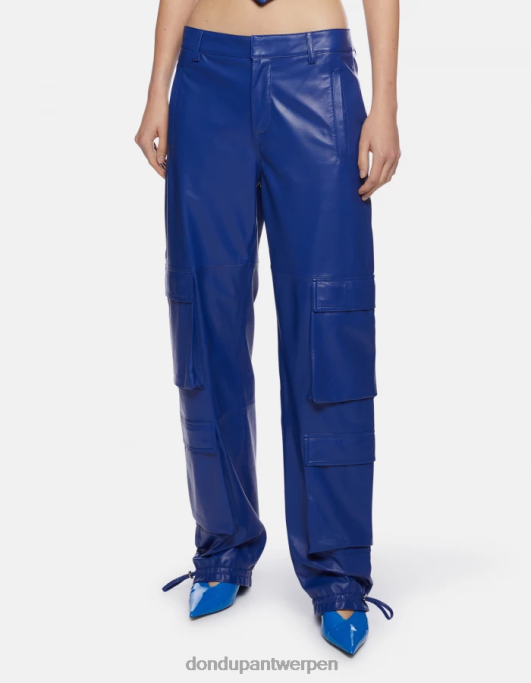 kleding DONDUP Tori losvallende nappaleren broek koningsblauw vrouwen 4X00H197