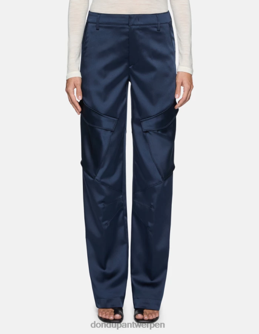kleding DONDUP Camila losvallende satijnen broek blauw vrouwen 4X00H199