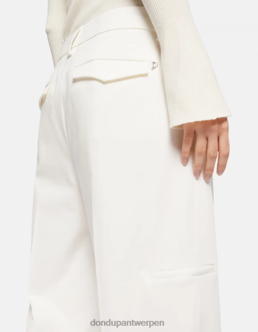 kleding DONDUP Kylie losvallende katoenen broek albast vrouwen 4X00H213