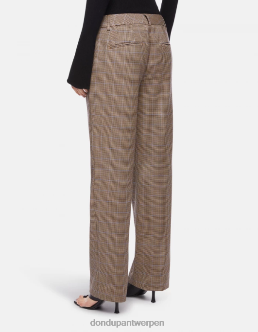 kleding DONDUP Meli losvallende 30-inch pied-de-poule broek blauw vrouwen 4X00H230