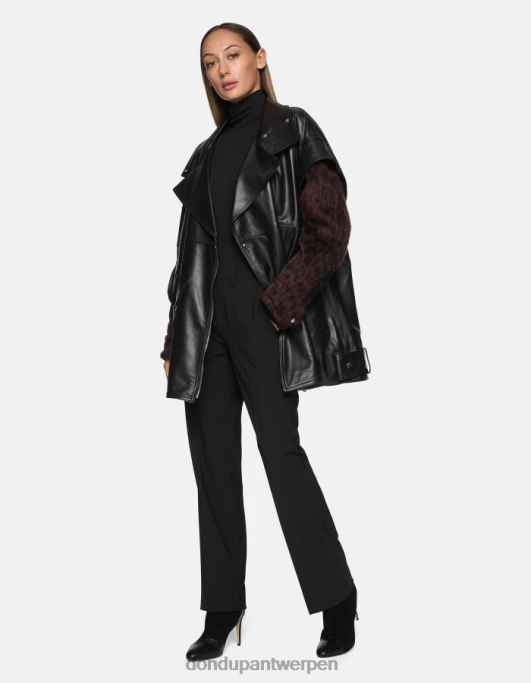kleding DONDUP Meli losvallende 30-inch wollen broek zwart vrouwen 4X00H240
