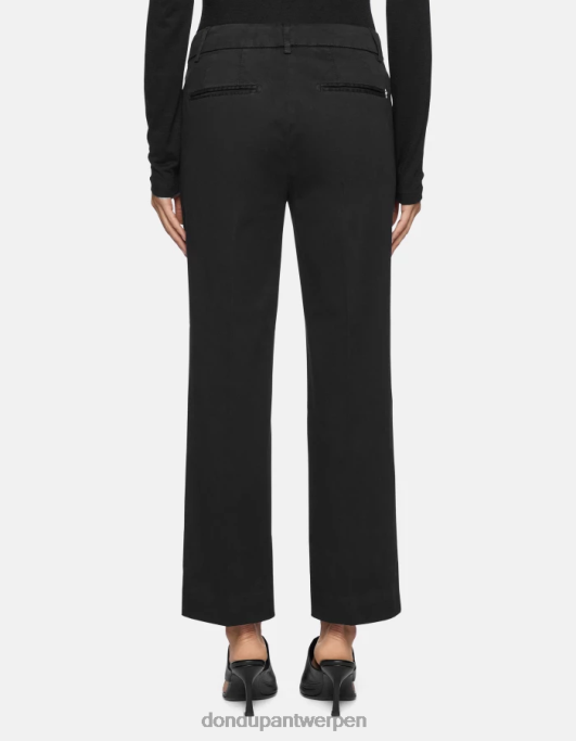 kleding DONDUP Meli losvallende cropped satijnen broek zwart vrouwen 4X00H225