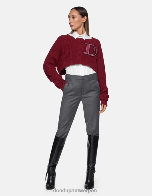 kleding DONDUP Nima losvallende flanellen broek grijs vrouwen 4X00H223