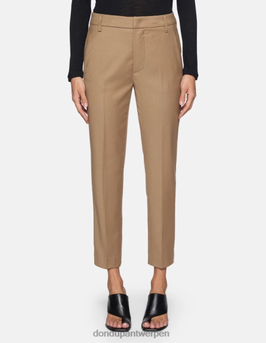 kleding DONDUP Nima losvallende flanellen broek kameel vrouwen 4X00H221