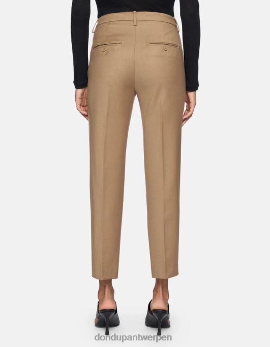 kleding DONDUP Nima losvallende flanellen broek kameel vrouwen 4X00H221