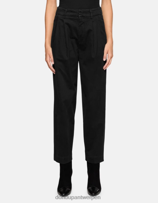 kleding DONDUP Sheryl losvallende katoenen broek zwart vrouwen 4X00H237